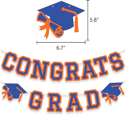 Congrats Grad Banner Graduation Party Banner Decoration Hanging Garland High - Image 2