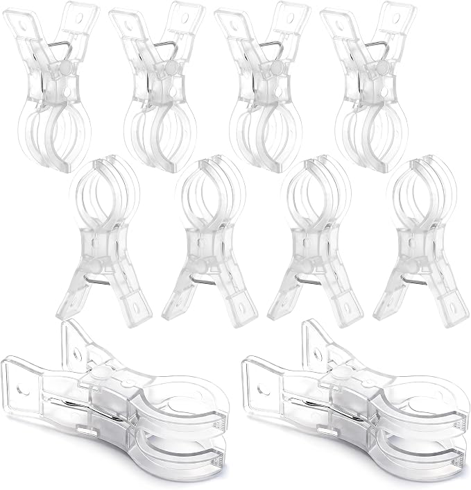 10 Pack Balloon Arch Clips, 3.5'' Clear Plastic Spring Clamps | Heavy Duty Clips by Huiguli
