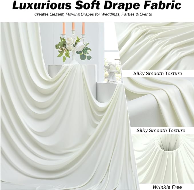 50ft×12ft Ivory Backdrop Curtain - Image 4