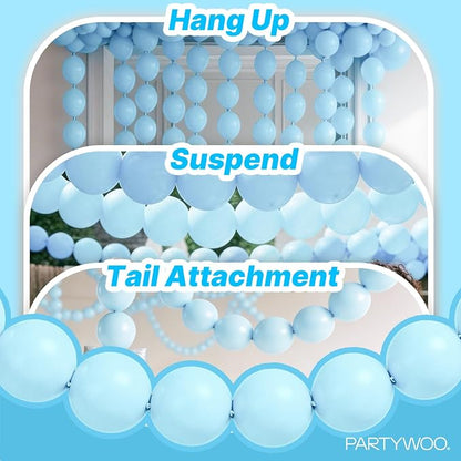 PartyWoo Baby Blue Linking Balloons 100pcs 12 Inch Blue Link Balloons | - Image 6