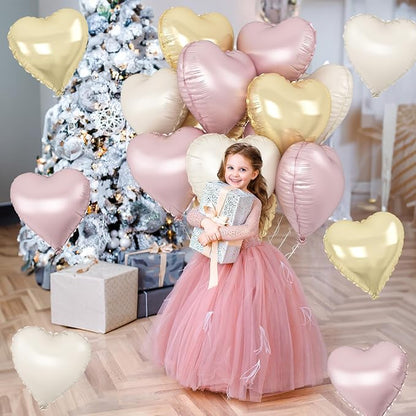 Dusty Pink Cream Heart Balloons - Image 3