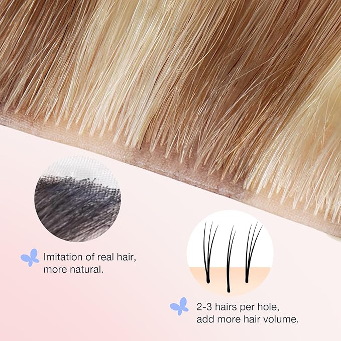 DOORES Invisible Clip in Hair Extensions 18 inch 110g 7pcs, Real Human Hair Invisi Edge Clip in Extensions, Virgin PU Clipins Straight Thickening, 6BT18D Medium Brown Highlighted Dirty Blonde