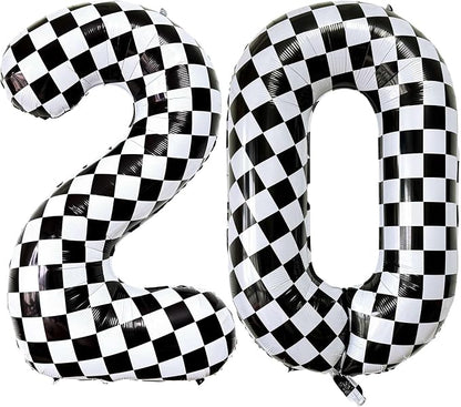 LHOAVWE Number 20 Checkered Balloons 40 Inch Giant Race Car Checkered 20 Number by LHOAVWE