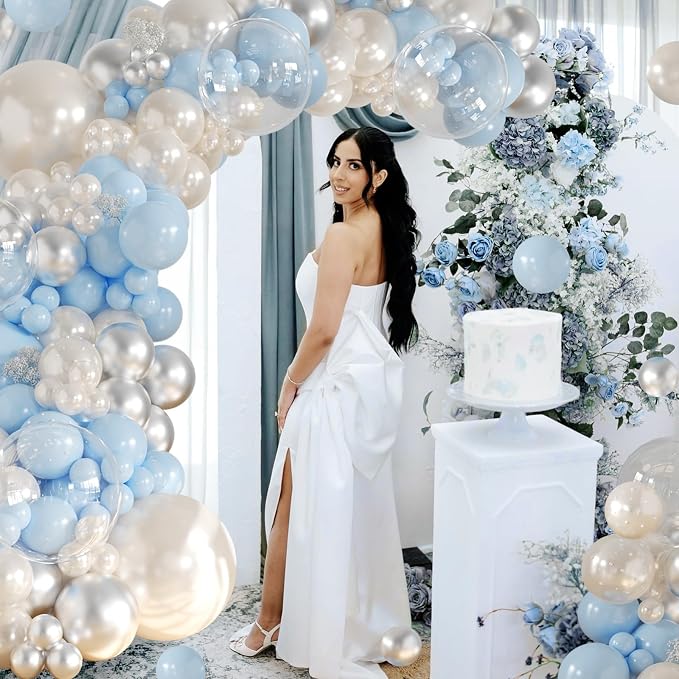 CROSSFINGERS Pearl Blue and White Balloon Arch Kit - Image 2