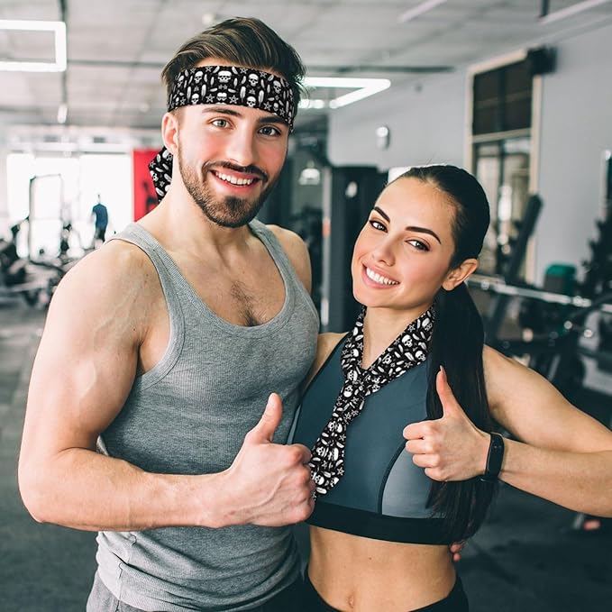 Men Women Fashion Sports Sweat Band Hair Accessories for Sports Workout Shower, Long Multifunction Goth Raven Crow Skull Moon Star Gothic Witch Magic Spirit Board Head Ribbon Headwear