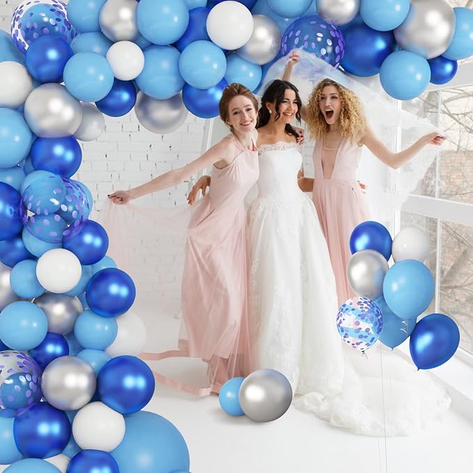 123Pcs Blue Balloons Garland Arch Kit Different Sizes | Baby Navy Pastel Blue - Image 4
