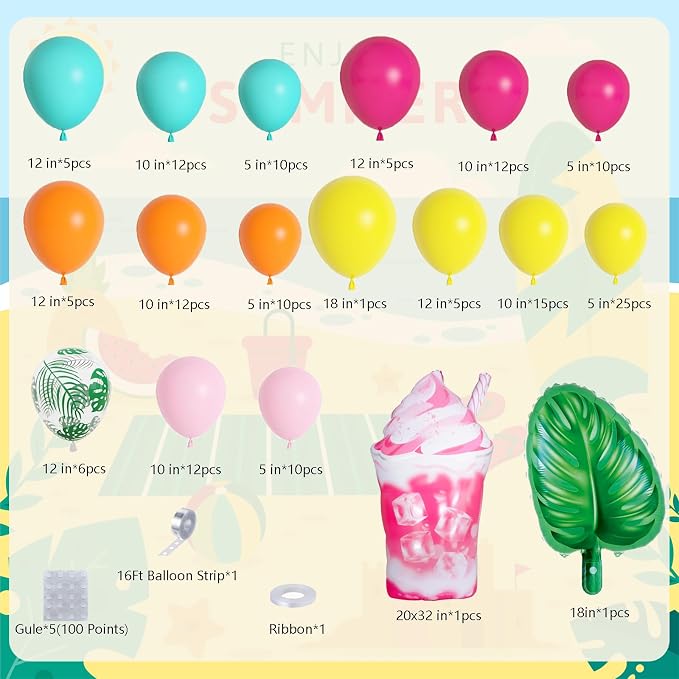 DBKL Tropical Balloon Arch Garland Kit, Luau Hawaiian Party Decorations - Image 3