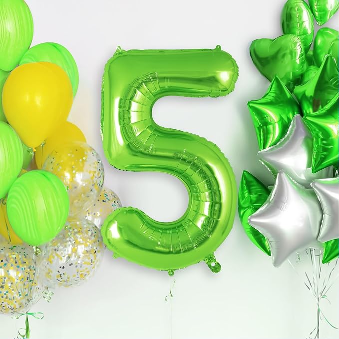 Green Number 5 Balloon 40 Inch, Big Large Foil Helium Number Balloons, Jumbo - Image 2