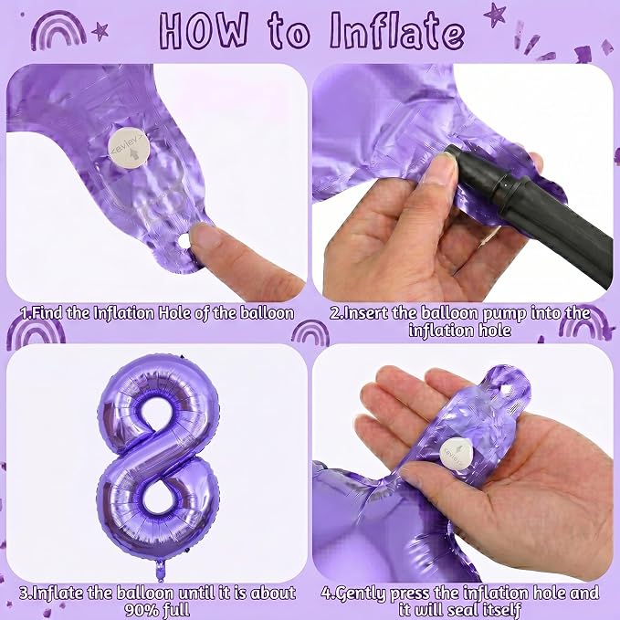 Purple Number 8 Balloon 40 Inch, Giant Lavender Mylar Foil Number 8 - Image 5