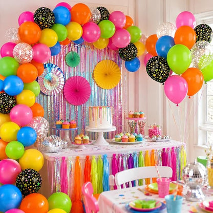 Glow Party Balloons, Lime Green Pink Orange Yellow Blue - Image 8