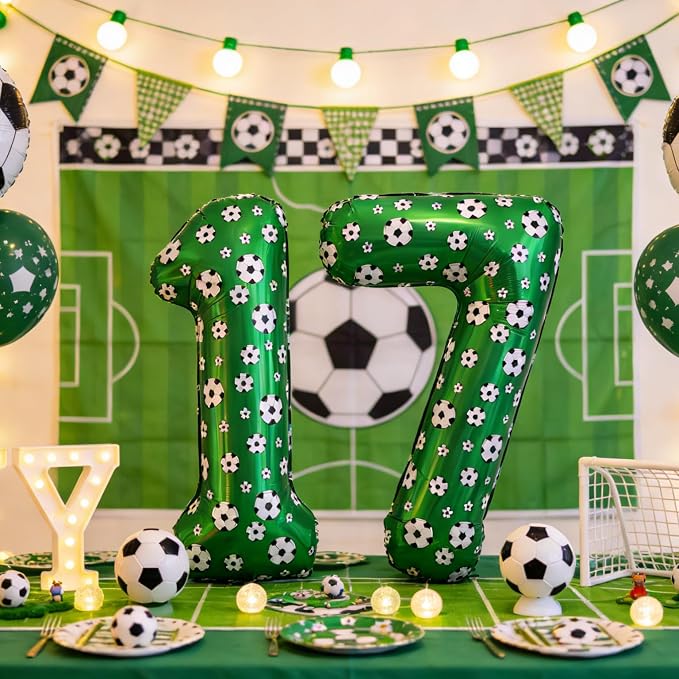 40 Inch Soccer Number 6 Balloons Large Foil Balloon Number 6 Birthday Deco | - Image 4