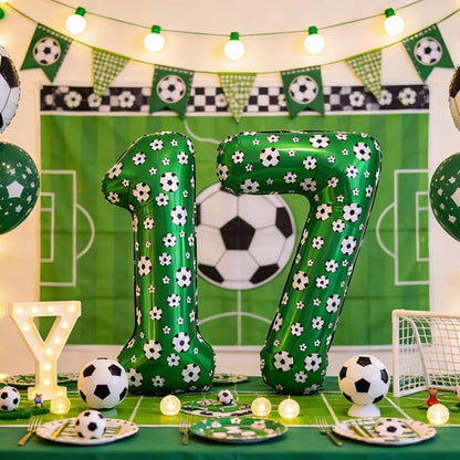 40 Inch Soccer Number 9 Balloons Large Foil Balloon Number 9 Birthday Deco | - Image 6