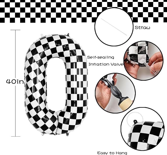 40 Inch Checkered Number Balloon - Image 2