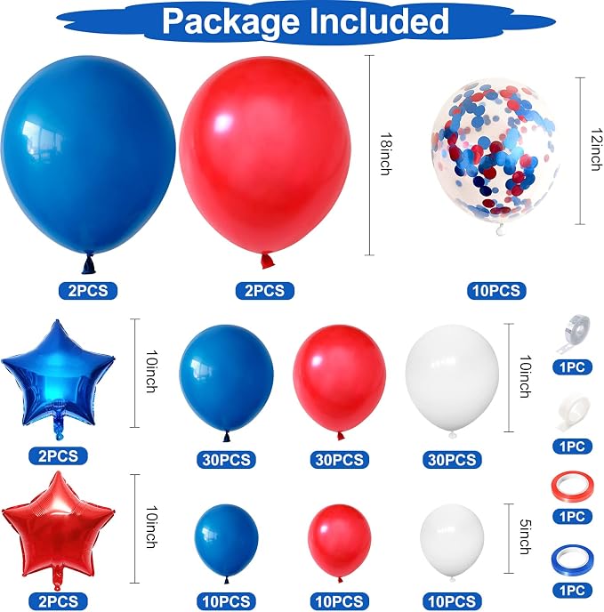 138PCS Red White and Blue Balloon Garland Arch Kit, 18 12 10 5 inch Red and - Image 2