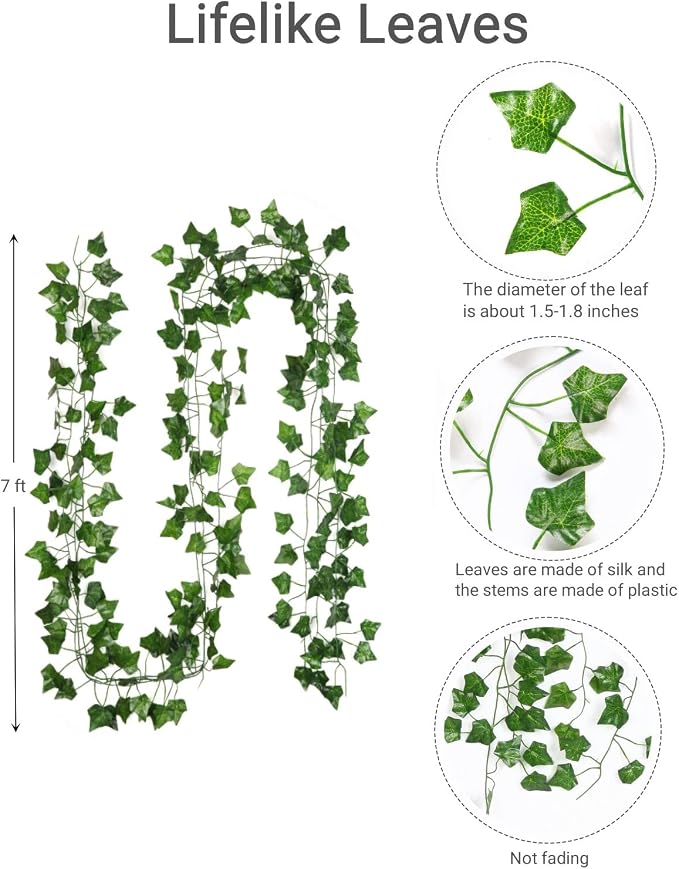 ARTKAIKE Fake Vines for Room Decor Aesthetic Artificial Plant Ivy Leaves - Image 2