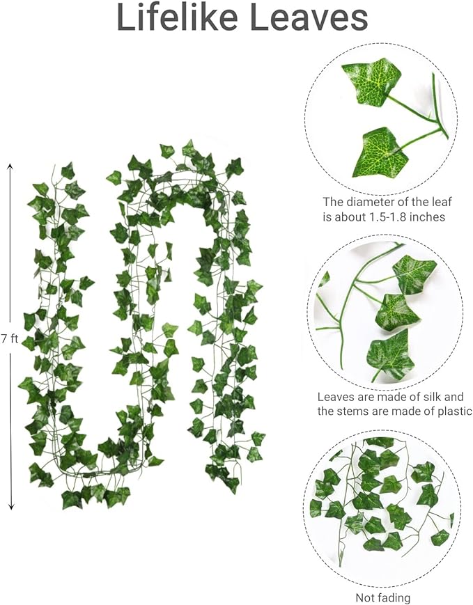 ARTKAIKE Fake Vines for Room Decor Aesthetic Artificial Plant Ivy Leaves - Image 2