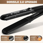 DORISILK 2.0 Upgraded Steam Straighteners for Hair, Professional Salon Ceramic Tourmaline Vapor Steam Flat Iron Hair Straightener and Curler 2 in 1 Straightening Curling Iron, Dual Voltage LED Temp