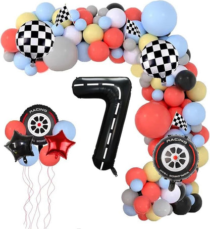 Race Car Balloons, 40 Inch Racetrack Number 7 Balloon, Big Number Balloons Black - Image 2