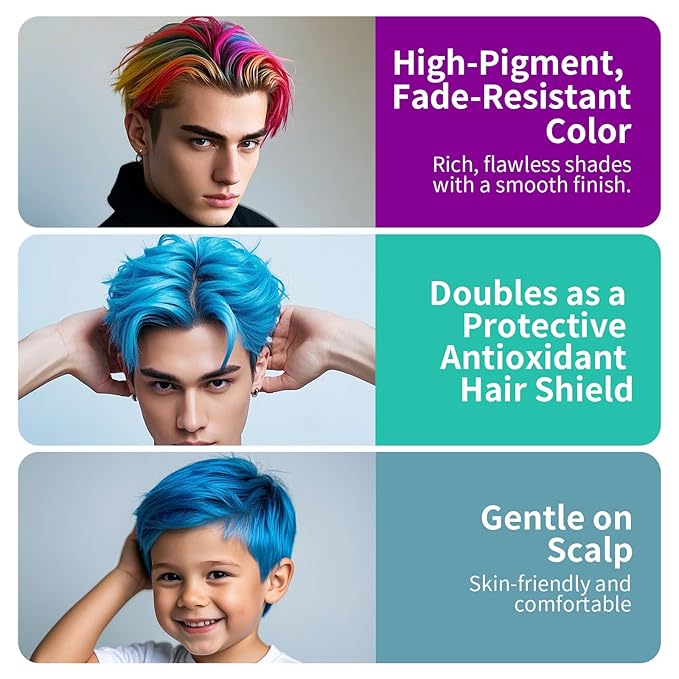 Temporary Hair Color Wax for Men - SUPIYA Washable Hair Wax Color, All-Day Hold Disposable Hair Wax for Party, Cosplay & Daily (Color # 83W)