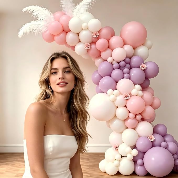 Pink Purple White Balloon Garland Arch Kit, Lavender Pastel Light Purple White - Image 4