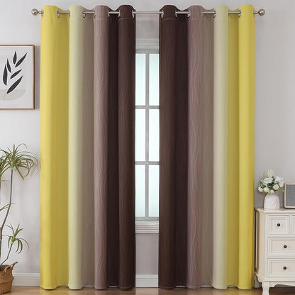 Brown and Yellow Blackout Curtains - Image 2
