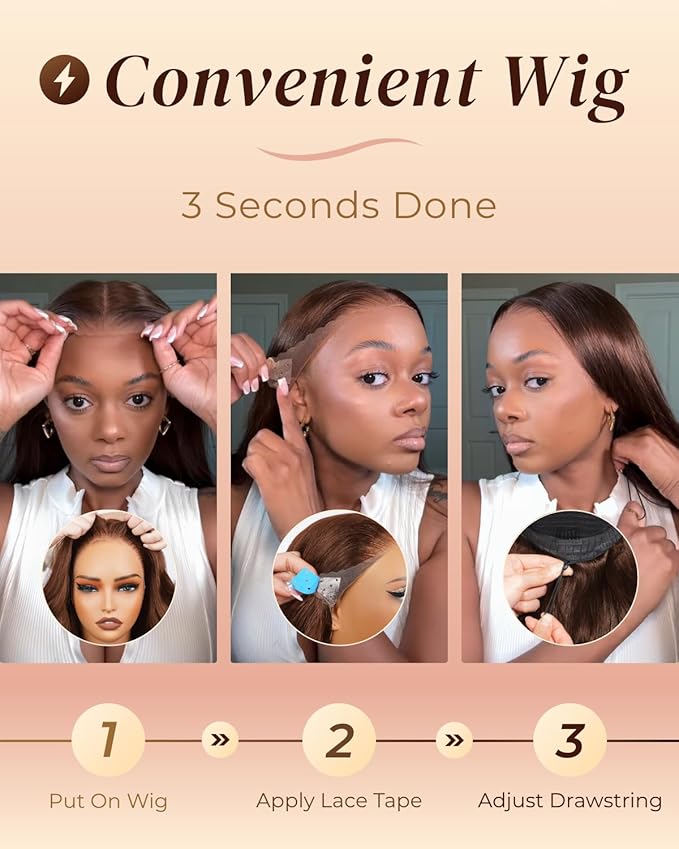 Arabella 13x6 Chocolate Brown Lace Front Wig 210% Brown Glueless Wig Human Hair Real HD Lace Front Wig True Pre Plucked Pre Bleached Pre Cut Glueless Wig (24inch,13x6 Chocolate Brown Straight wig)