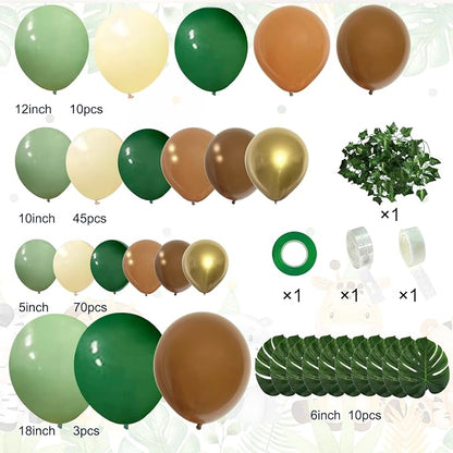 142pcs Jungle Safari Sage Brown Balloon Arch Kit - Image 2