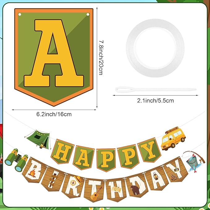 Camping Happy Birthday Banner Camping Birthday Party Decorations Camping Party - Image 2