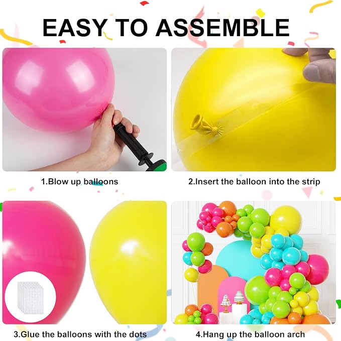 Tropical Balloons Arch Kit, Hawaiian Party Balloons | Hot Pink Orange Teal - Image 3