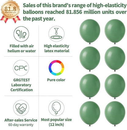 110Pcs Dark Sage Green Balloons Latex Party Balloons 12 inch Round Helium - Image 2