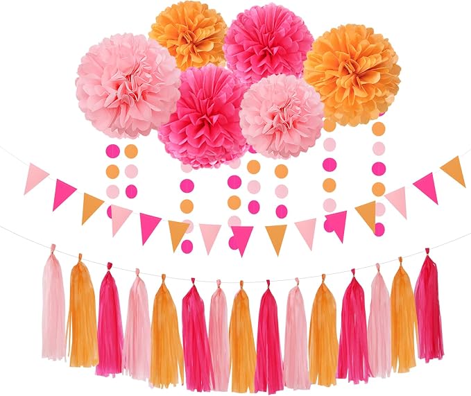 Hot-Pink Burnt-Orange Fall Party Decorations by OURUOLA