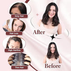 YAMI Hair Toppers for Women 100% Real Human Hair Toppers for Women 12Inch Large Upgrade Swiss Base Cover Hairloss and Add Volume (Mixed Grey)