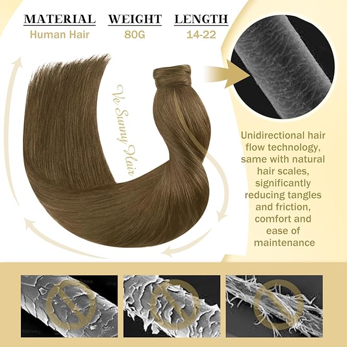 Ve Sunny Hair Extensions Ponytail Real Human Hair Wrap Around Clip in Ponytail Hair Extensions Straight Extensions Human Hair for Women Light Ash Brown 20inch 80G