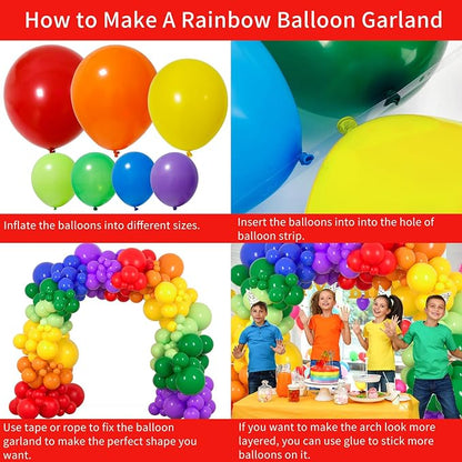 RUBFAC 189pcs Rainbow Balloon Garland Arch Kit, 7 Assorted Colors 5/12/18 Inch - Image 4