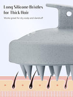 HEETA Scalp Massager Hair Growth, Soft Silicone Scalp Scrubber Shampoo Brush for Exfoliation, Dandruff Removal & Head Massage Stress Relax, Wet & Dry Use for Thick, Thin Hair Care, Wheat Straw Grey