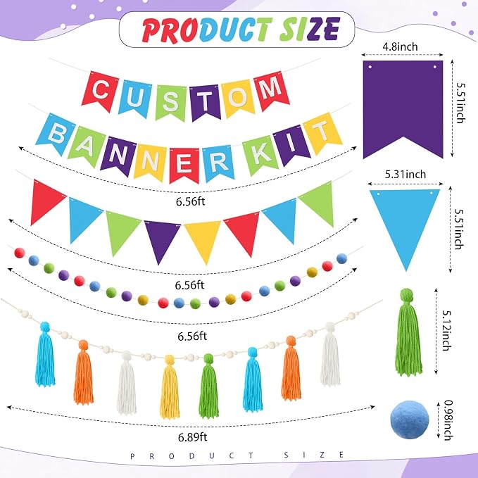 SmoothNovelty 139 Pcs Felt DIY Custom Banner Kit Include 104 Letters 18 - Image 2