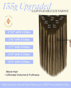 Full Shine Clip in Extensions for Thin Fine Hair 16 Inch Balayage Medium Brown to Caramel Blonde Seamless Clip in Hair Extensions Straight 7 Pcs 135 G