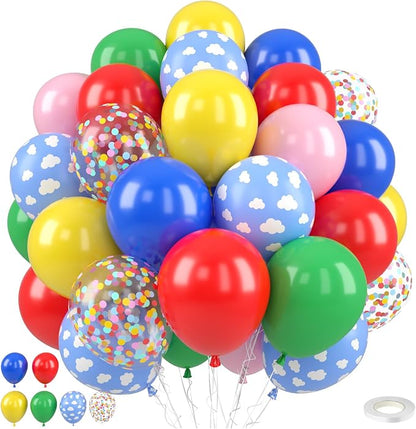 Red Yellow Blue Pink Balloons, for Birthday Baby Shower Colorful Theme Circus by FEYG