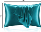BEDELITE Satin Pillowcase for Hair and Skin, Super Soft and Cooling Similar to Silk Pillow Cases 2 Pack with Envelope Closure, Gift for Women Men(20"x26" Standard Size, Teal)