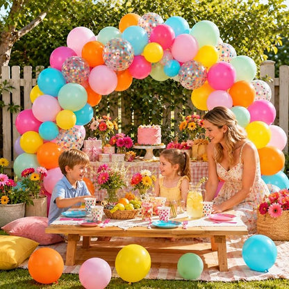 HILAVO Rainbow Balloons 12 Inch 55 Pcs Multicolor Colorful Balloon Hot Pink - Image 7