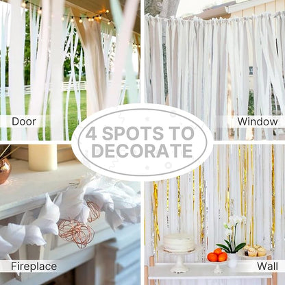 PartyWoo White Pearl White Crepe Paper Streamers 6 Rolls 492 FT | Graduation - Image 5