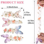 4PCS Rose Bead Spiral Hair Ties, 4 Colors Butterfly Floral Phone Cord Ponytail Holders for Women, Elegant Rubber Hair Coils, Stylish Hair Accessories for Party, Daily Use
