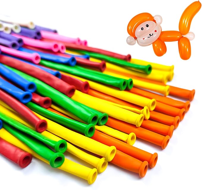 Pink 260 Long Skinny Twisting Animal Balloons, Rainbow Balloons - Image 6