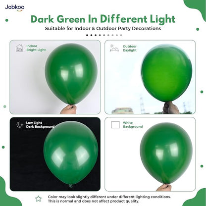 Jobkoo Green Balloons, 12 Inch Dark Emerald Hunter Forest Green Balloon | Matte - Image 3