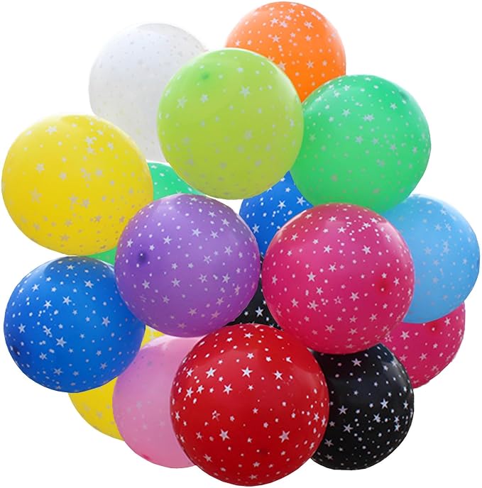 12 Inch Printed Star Multicolor Balloons by VHUWE