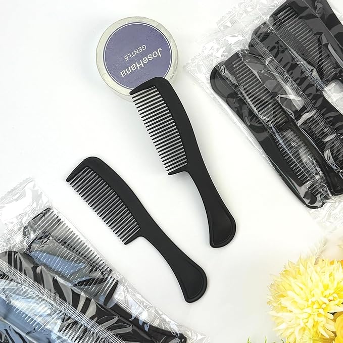 Bulk Hair Combs, Combs Individually Wrapped, Hair Combs in Bulk for Women, Kids, Hotel, Airbnb, Shelter, Homeless, Charity, and Church (Black) (5.9 inches, 30, Count)