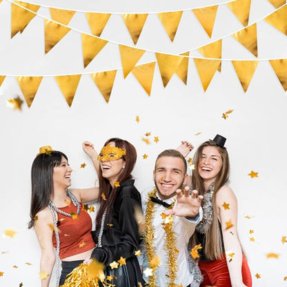 Gold Party Decorations Metallic Fabric Triangle Pennant Banner Gold Flag - Image 5