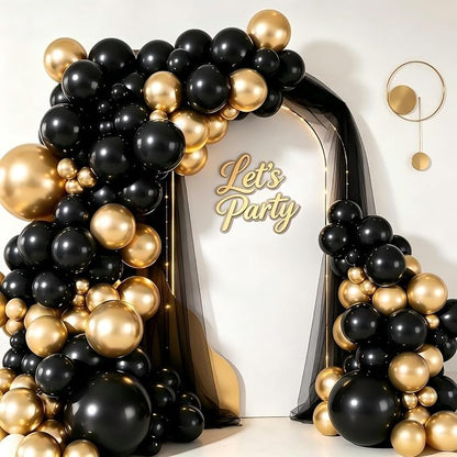 Black and Gold Balloon Garland Arch Kit by Unknown