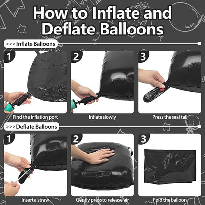 NISOCY 48PCS Metallic Black Square Foil Balloons Wall Backdrop | Double Sided - Image 3