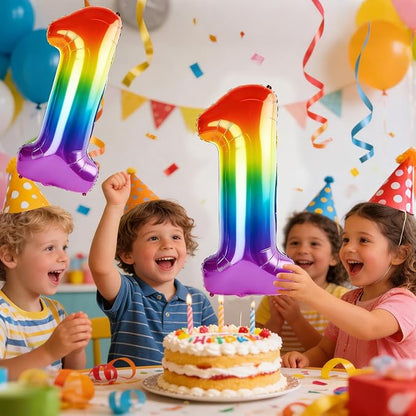 40 Inch Number 11 Balloons for 11th Birthday Party Decorations, 0-100 Rainbow - Image 2